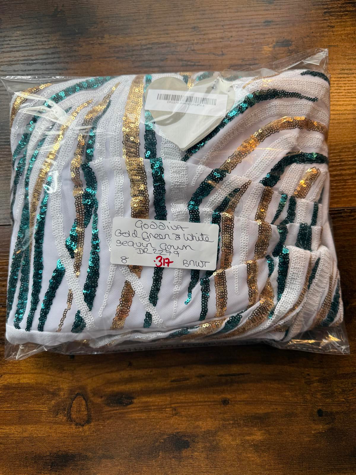 Goddiva London Strapless White Sequin Maxi Dress UK 8 / US 4                .317