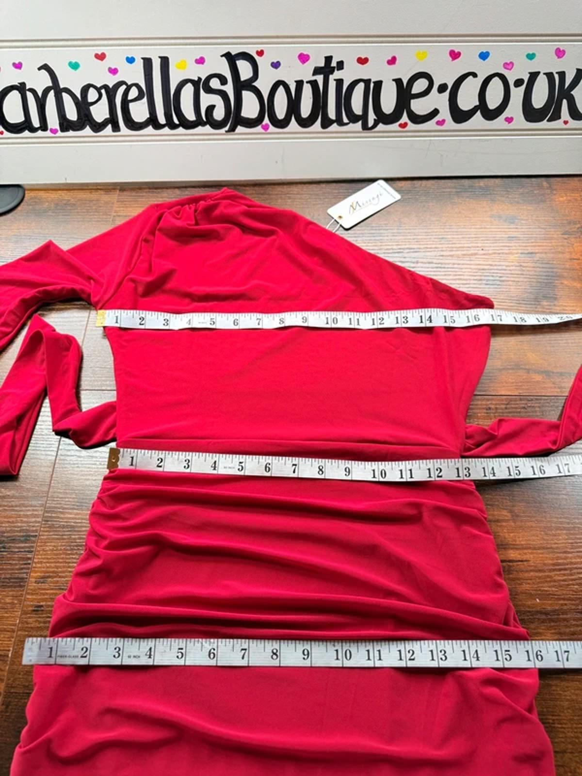 Missagi London Red One Shoulder Ruched Midi Dress UK 12