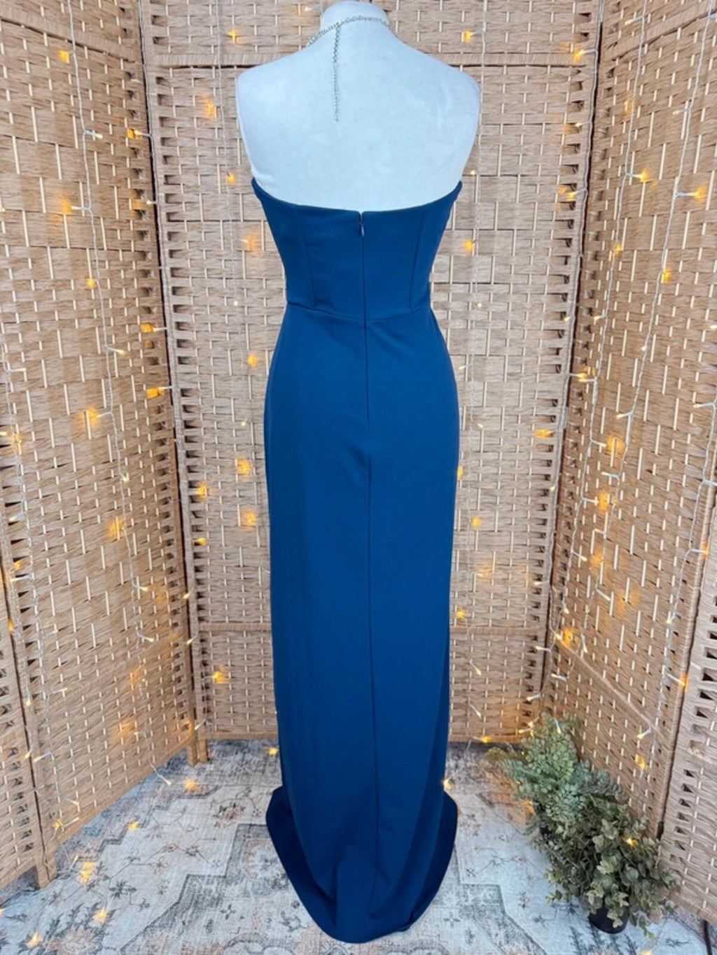 Goddiva Navy Satin Trim Maxi Dress UK 8 Prom Evening Gown