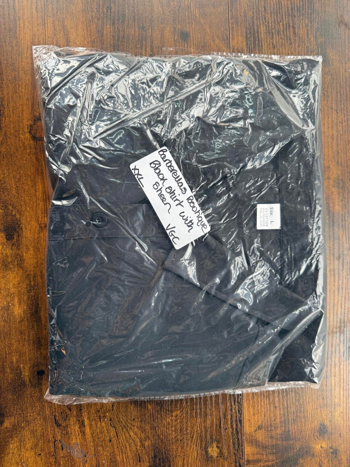 🖤 Black Long Sleeve Button-Up Shirt – Size L (fits XL / UK 46–48”) NUM 15