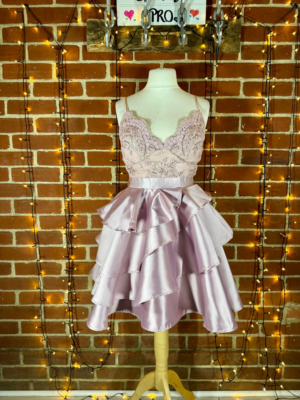 Goddiva London Blush Pink Satin Layered Dress UK 10-12 | Embroidered Gown