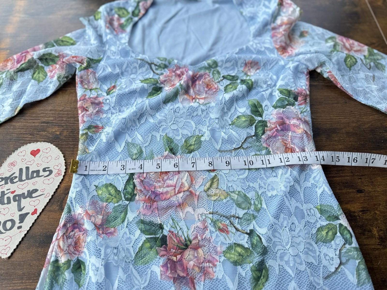 Floral Lace Bodycon Dress with 3/4 Sleeves - size 8