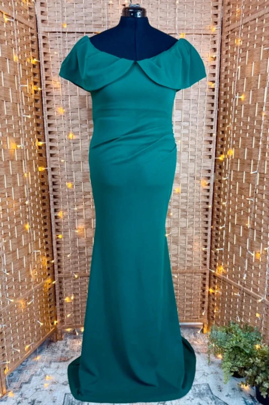 Goddiva Emerald Green Bardot Maxi Gown UK14 US10 BNWT