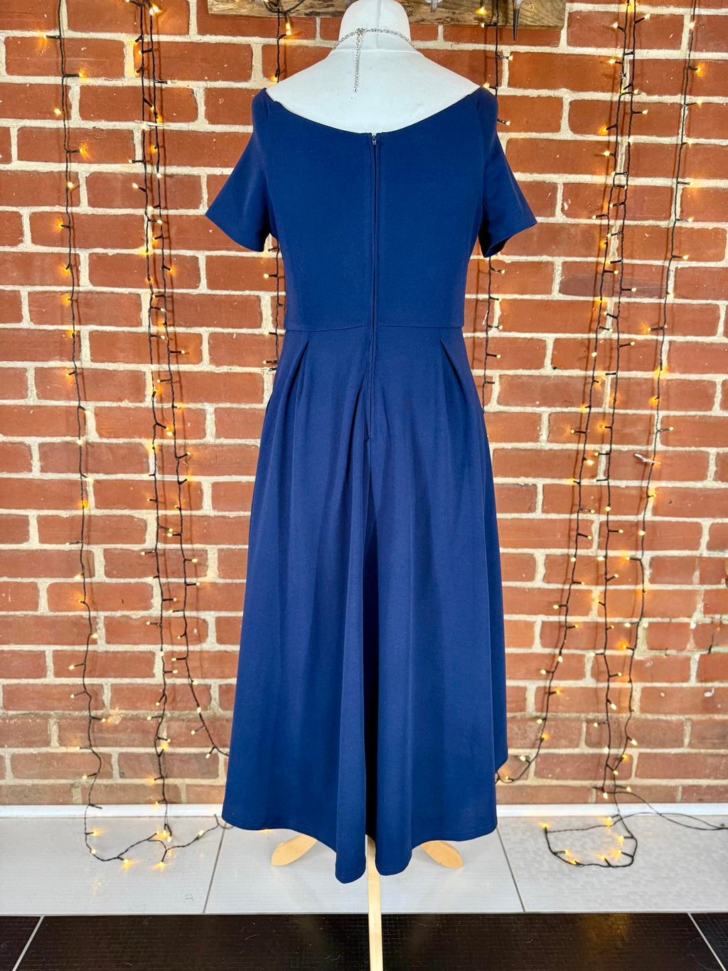 Jolie Moi Navy Fit & Flare Midi Dress with Pockets – UK 12/14 #115