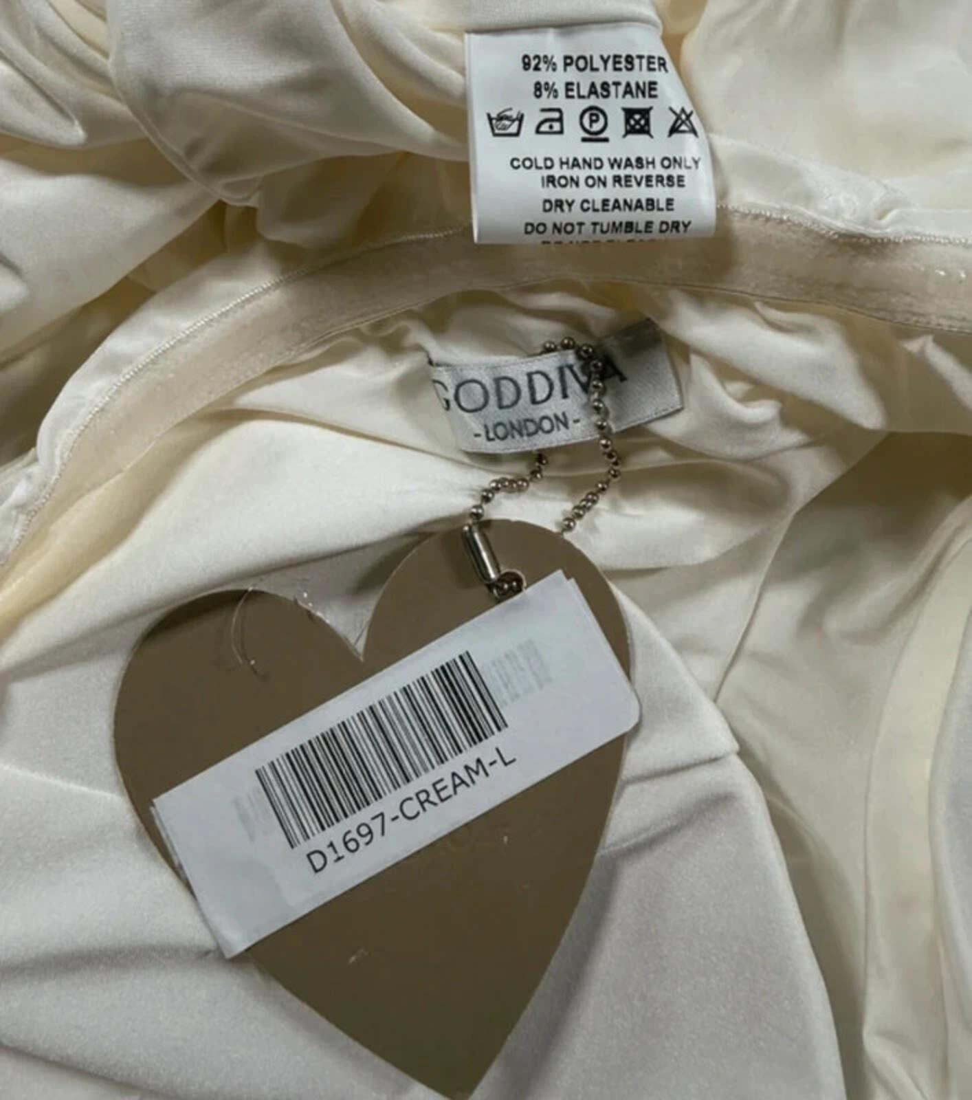 Goddiva Cream Strapless Sequin Bodycon Dress UK 10 Bandeau