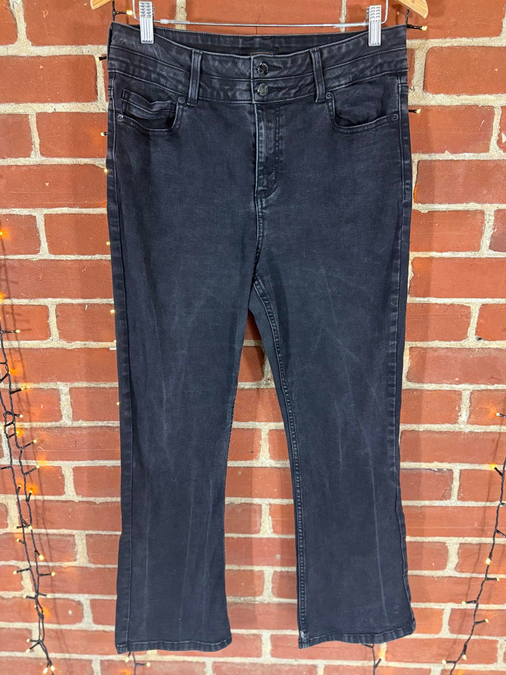 F&F Black Bootcut Jeans UK 14 Short Mid Rise Stretch Denim Casual Classic VGC