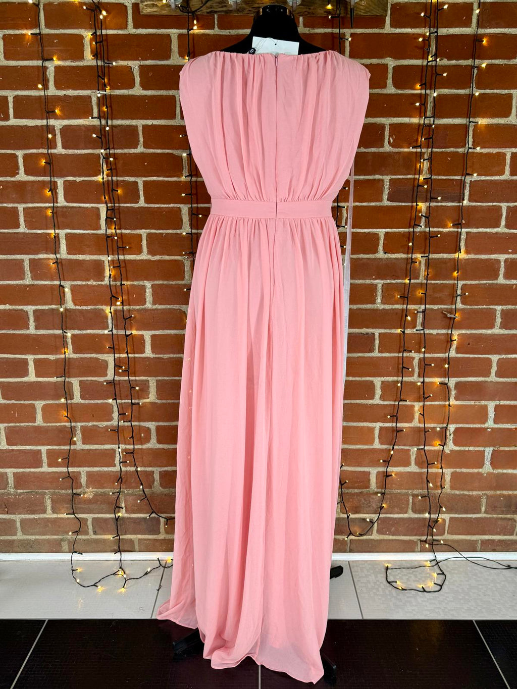 🌸 Goddiva London Grecian Style Maxi Dress – Peach – UK 14 – BNWT #123