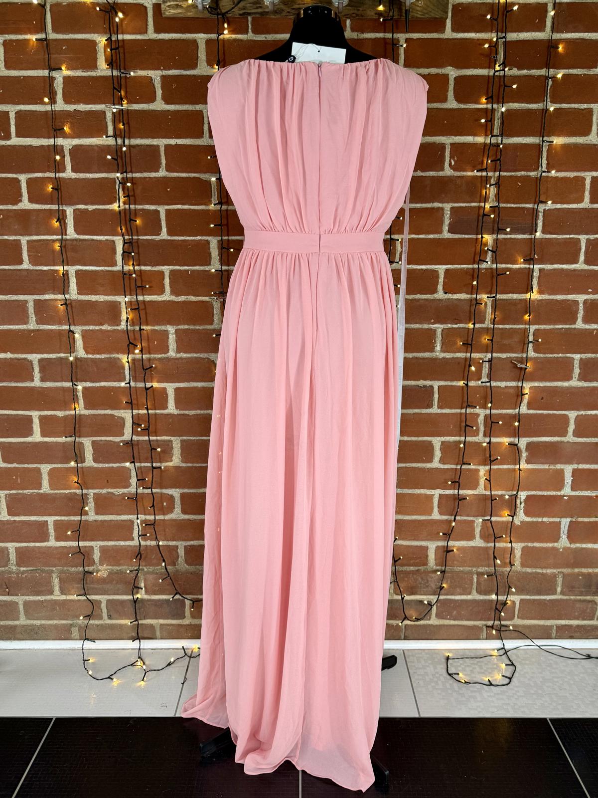 🌸 Goddiva London Grecian Style Maxi Dress – Peach – UK 14 – BNWT #123