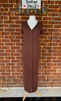 🌸 SHEIN Ribbed Button-Down Maxi Dress – Chocolate Brown – Size XL  🌸