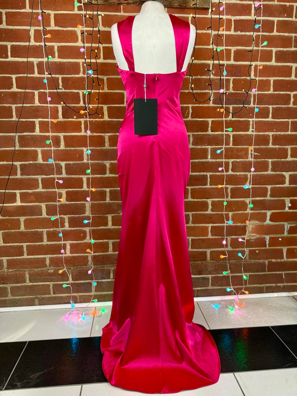 Goddiva Pink Satin Halter Maxi Dress UK 8 / US 4 – Evening Gown             .327