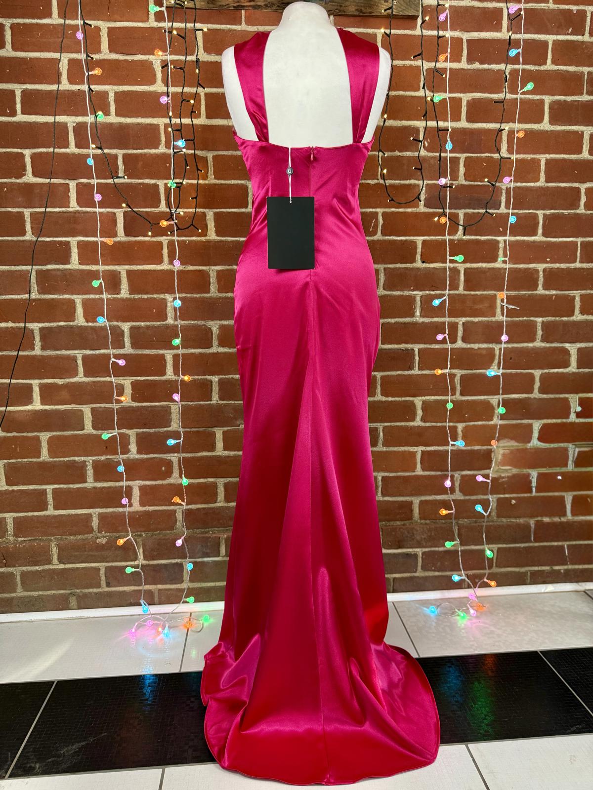 Goddiva Pink Satin Halter Maxi Dress UK 8 / US 4 – Evening Gown             .327