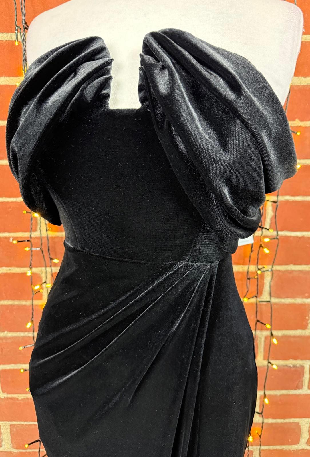 Goddiva Black Velvet Strapless Maxi Dress UK 8 US 4 Sample BNWT        sku410