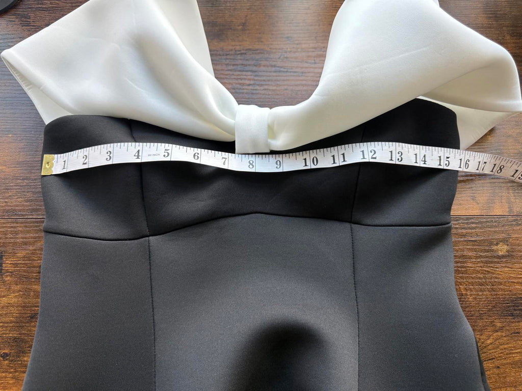 Goddiva London Black & Cream Bow Bust Midi Dress – UK 12 ⚠️ Read Condition Note