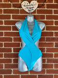Elegant Aqua Wrap Swimsuit Set - Stylish One Piece