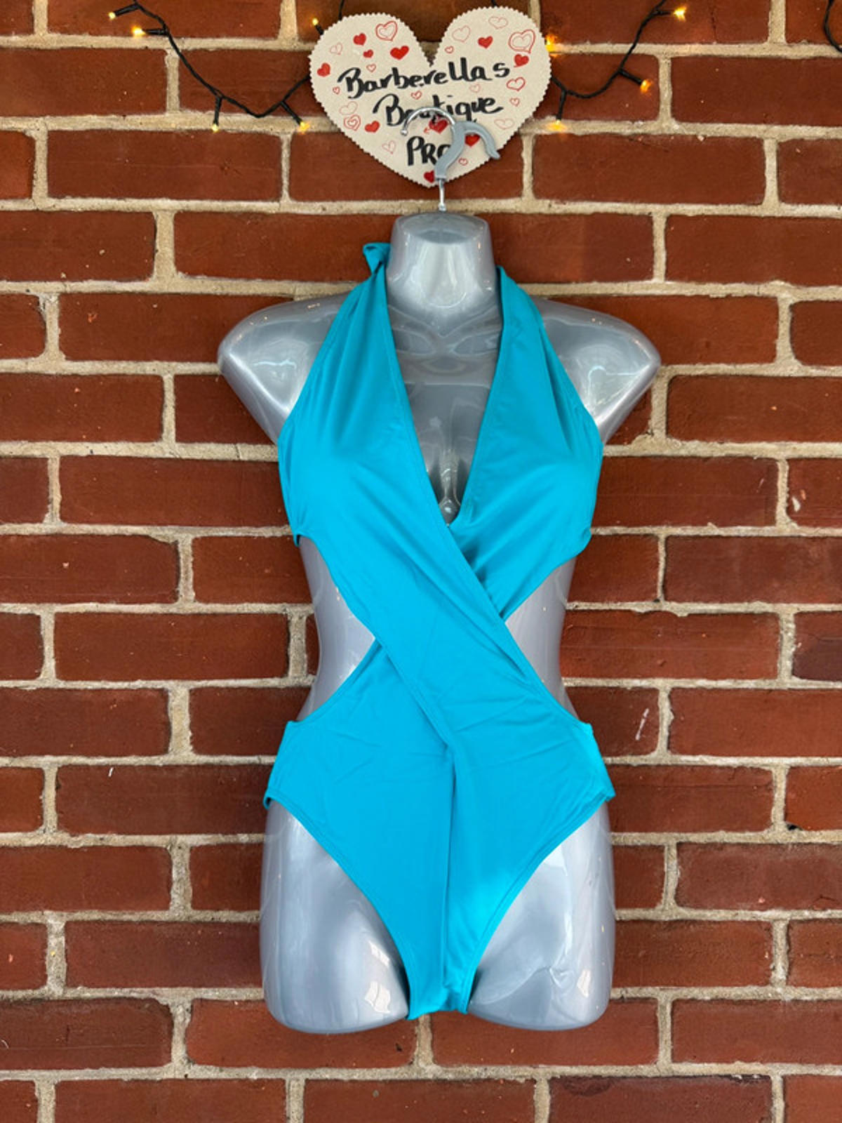 Elegant Aqua Wrap Swimsuit Set - Stylish One Piece