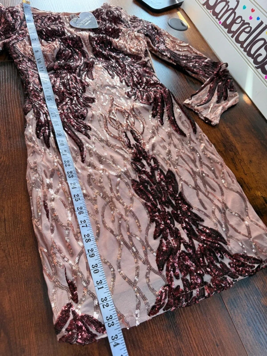 Goddiva Sequin Midi Dress UK 8 Champagne Chocolate Evening Party