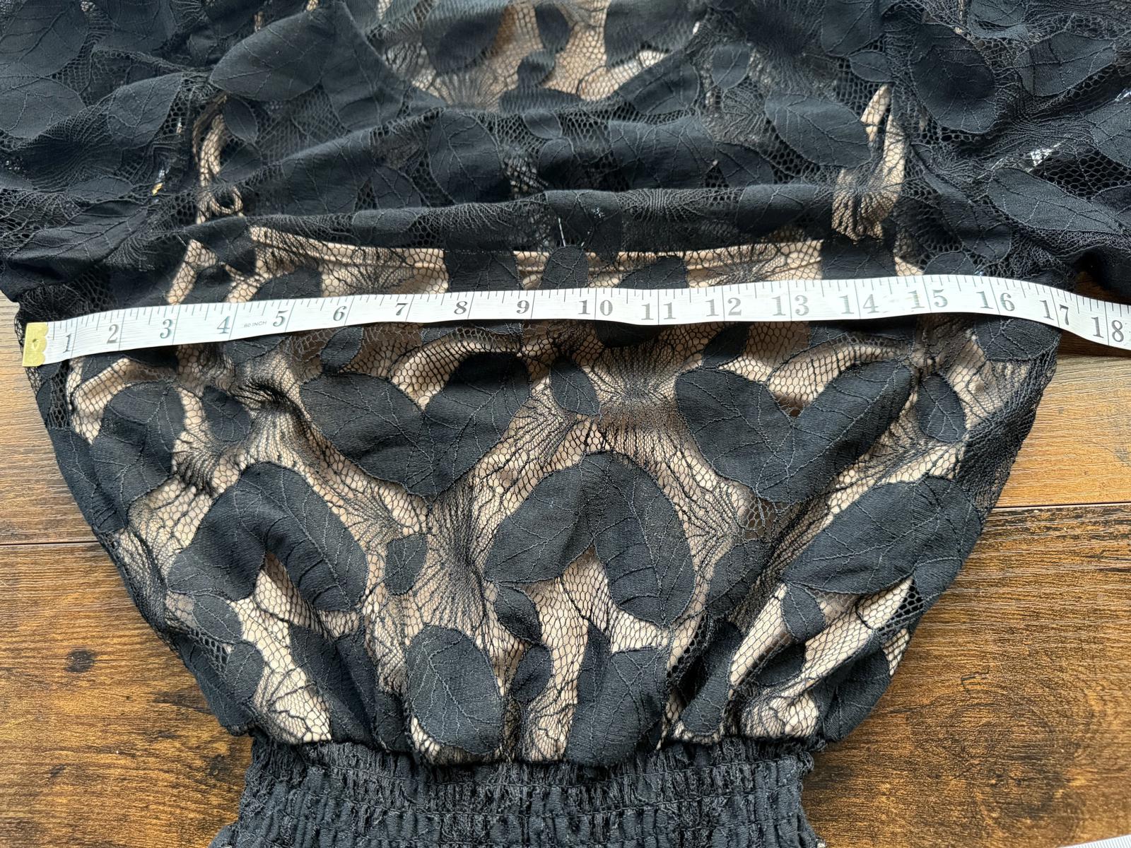 🌿 Goddiva London Black Leaf Lace Maxi Dress – UK 8