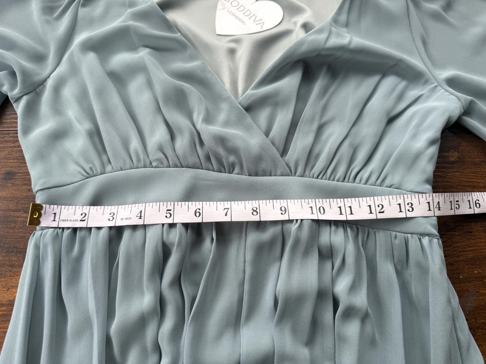 Goddiva London Sage Green Chiffon Maxi Dress UK 10 Evening                  .002