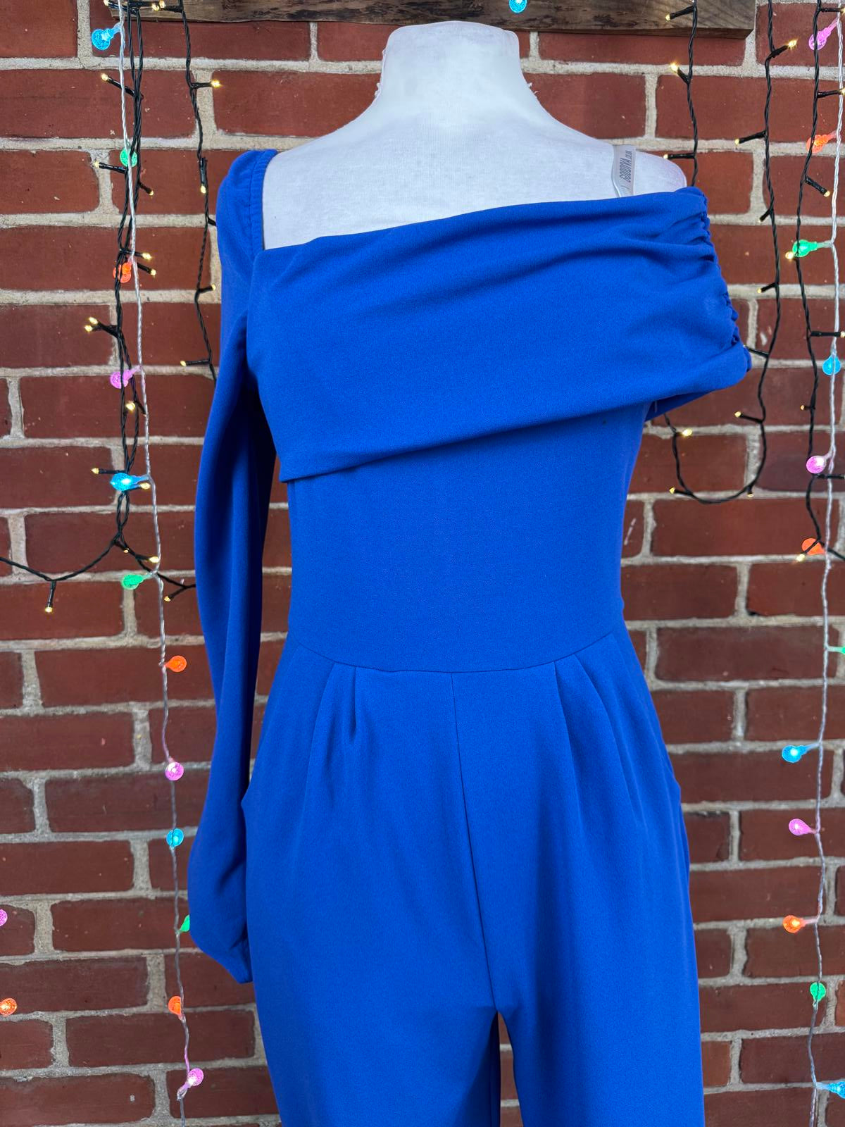 Goddiva London Royal Blue Bardot Jumpsuit UK 10 / US 6 BNWT                 .323