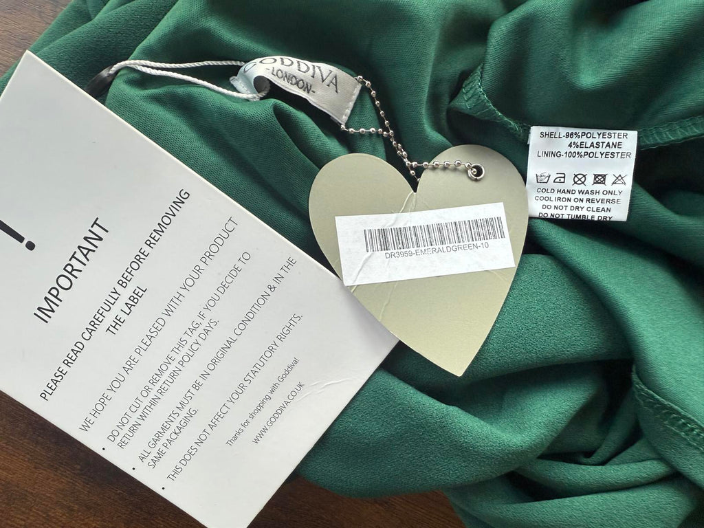 Goddiva Emerald Green Bardot Maxi Gown DR3956 – UK 10