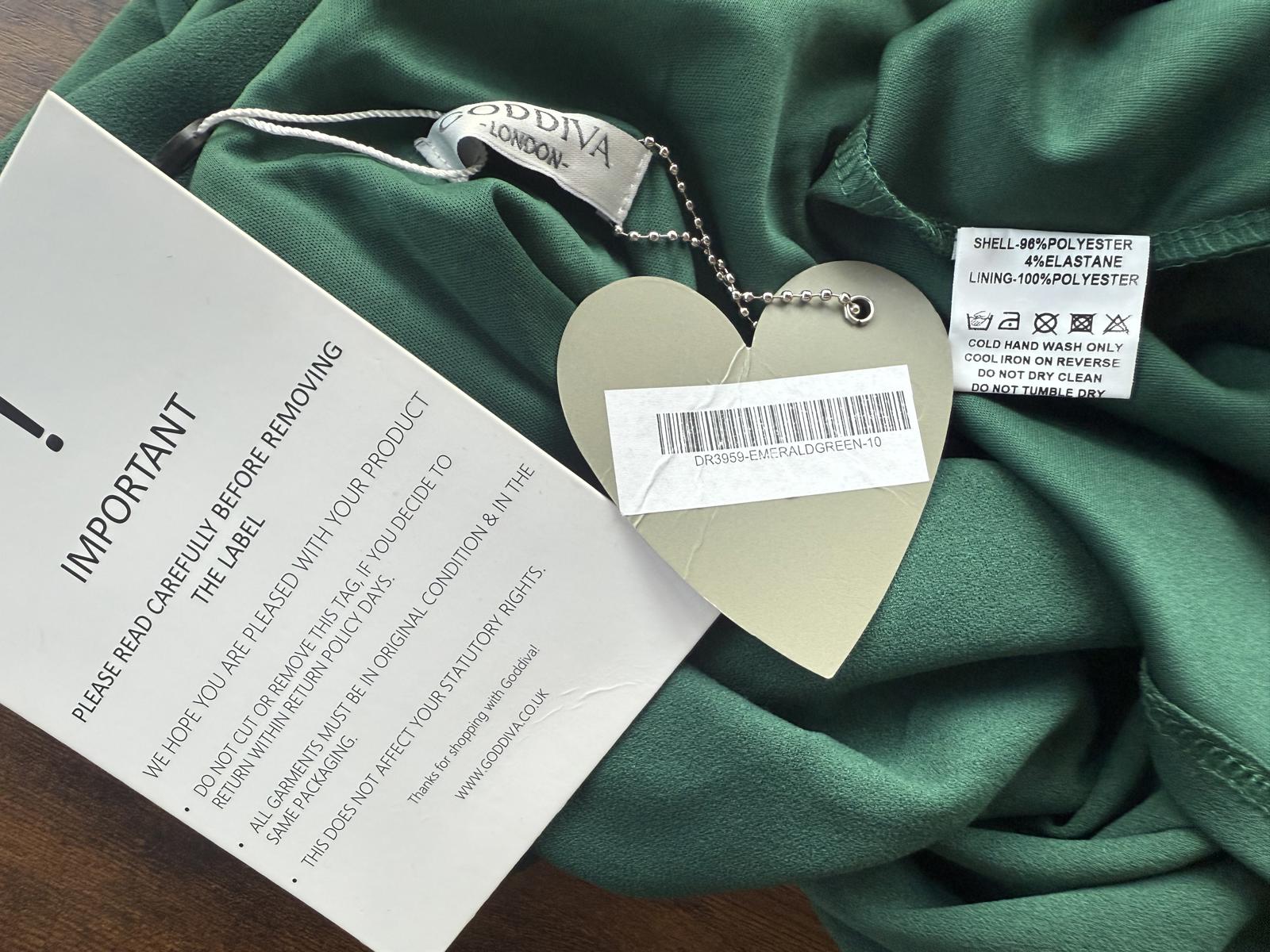 Goddiva Emerald Green Bardot Maxi Gown DR3956 – UK 10