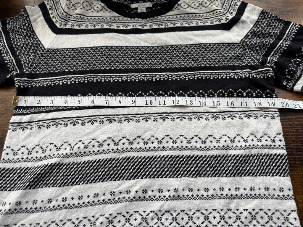 Croft & Barrow Men’s XL Fair Isle Sweater – Black/White – Cotton Blend NUM9