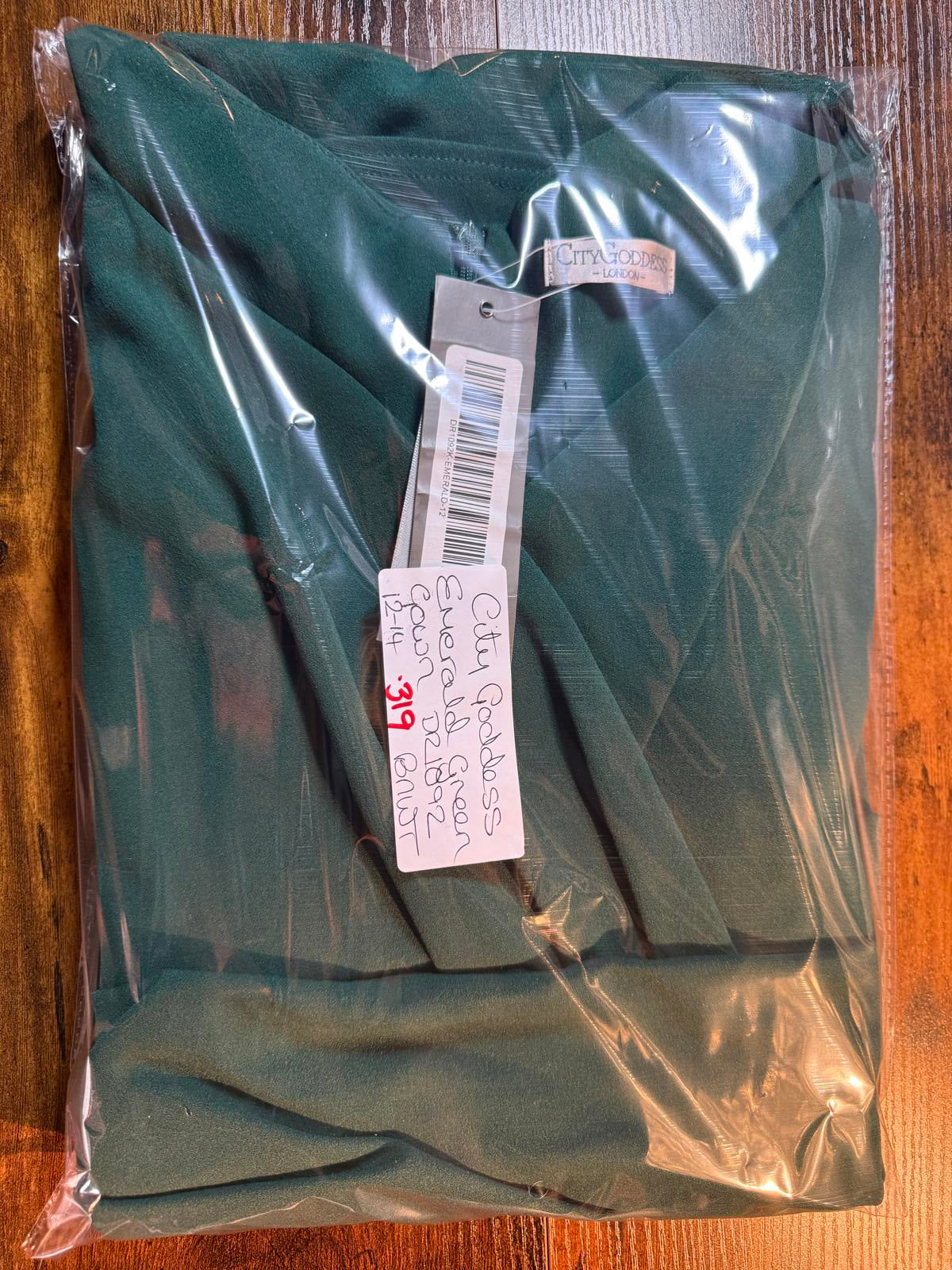 City Goddess Emerald Green Maxi Dress UK 12–14 / US 8–10 Ruched BNWT        .319