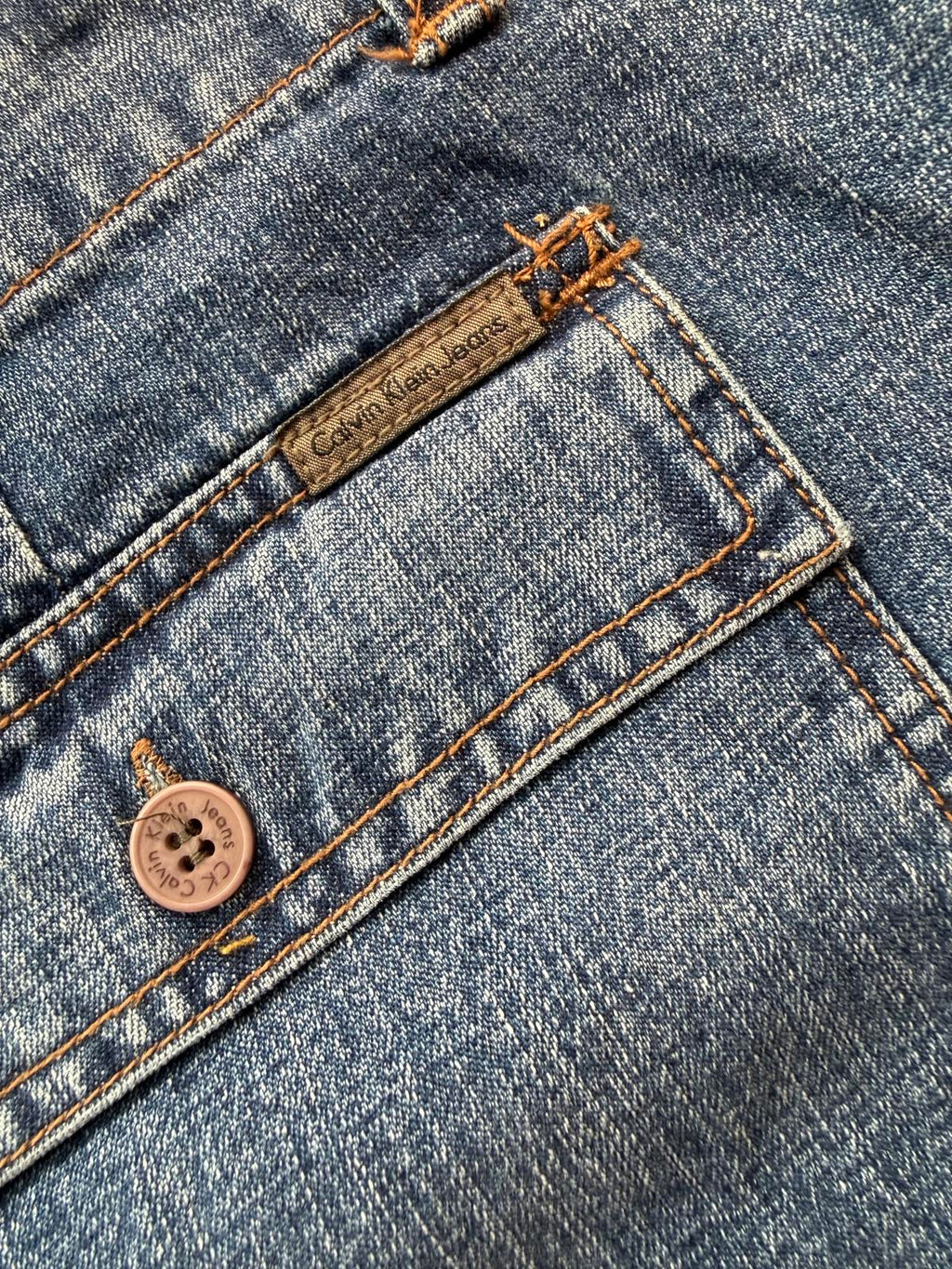 Calvin Klein Jeans Denim Shorts UK 16 Blue Utility Style Mid Rise