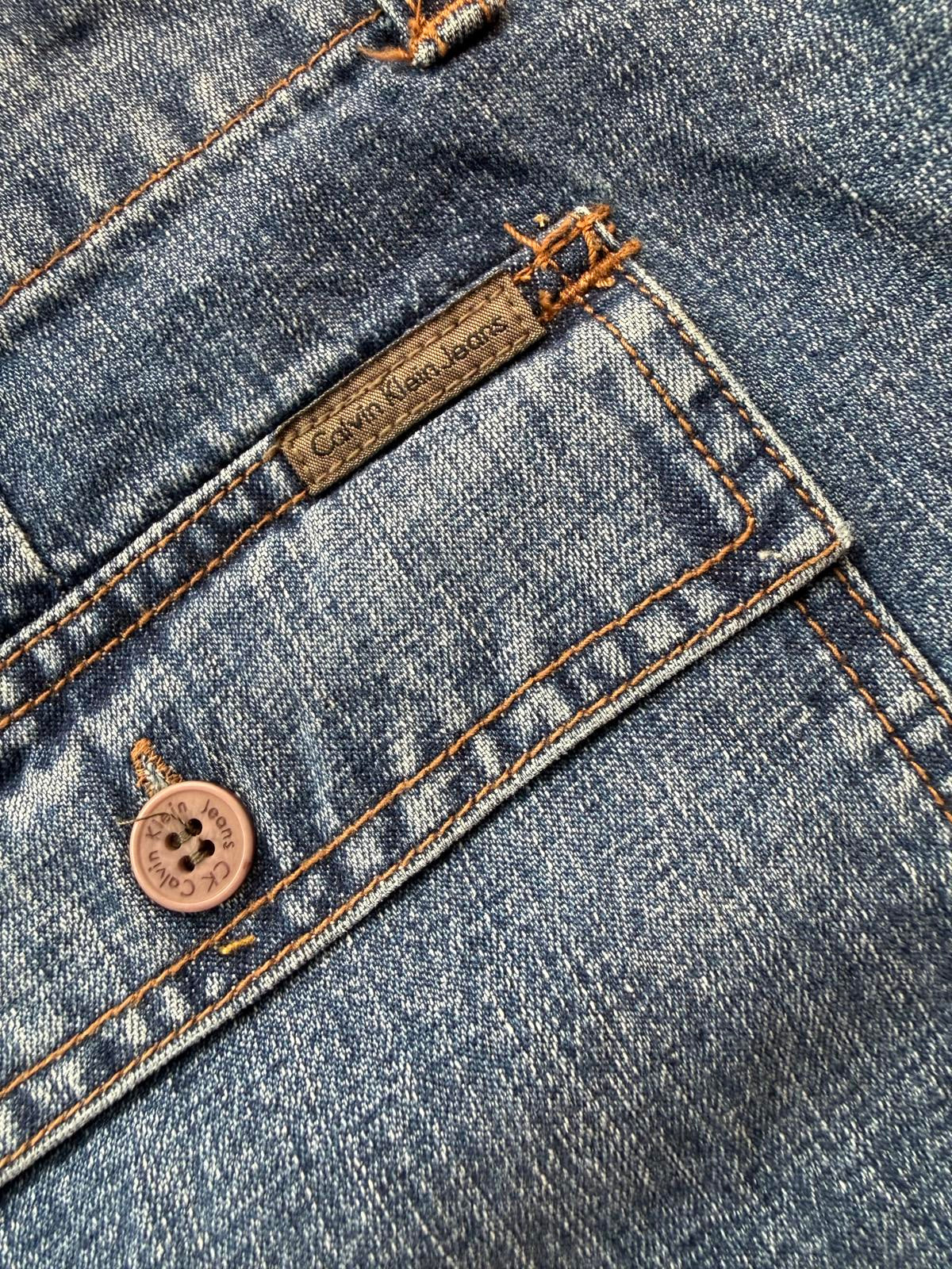 Calvin Klein Jeans Denim Shorts UK 16 Blue Utility Style Mid Rise