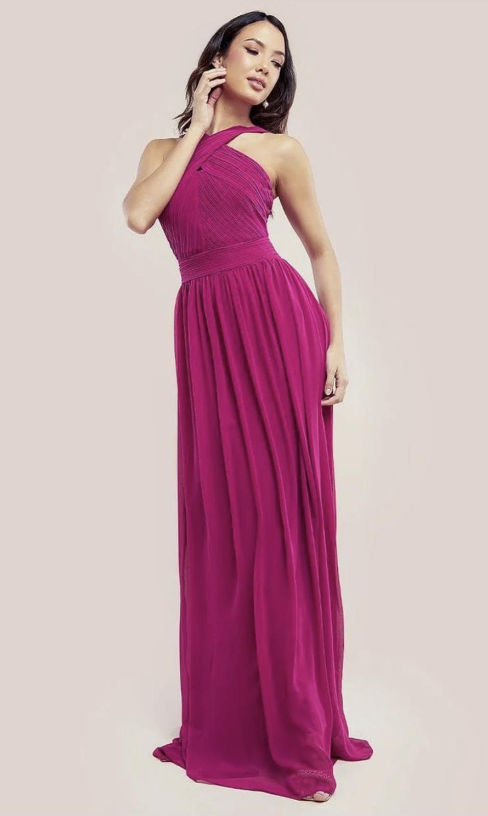 Goddiva London Magenta Halter Maxi Dress – UK 10 Read info!