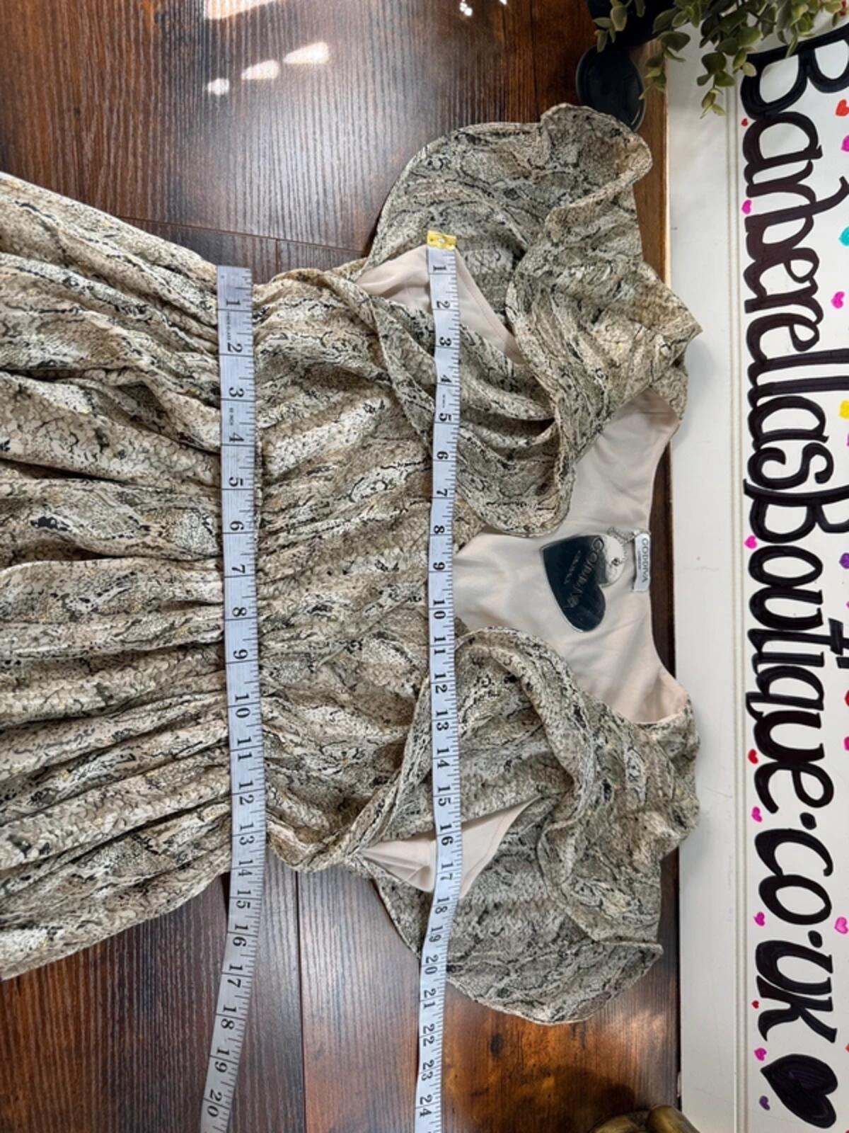 BNWT Goddiva Metallic Snake Print Maxi Dress UK10-12 Gold