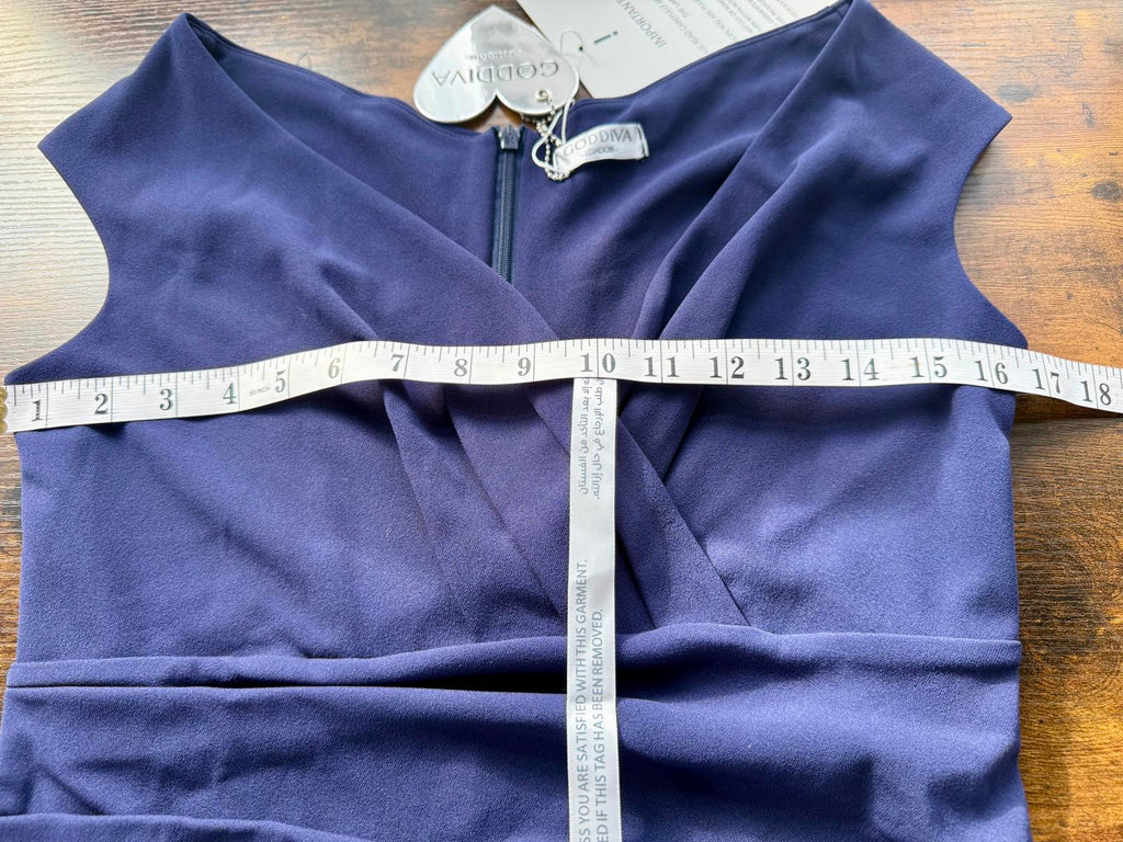 Goddiva London DR4135 Navy Tailored Midi Dress UK 12 Elegant #140