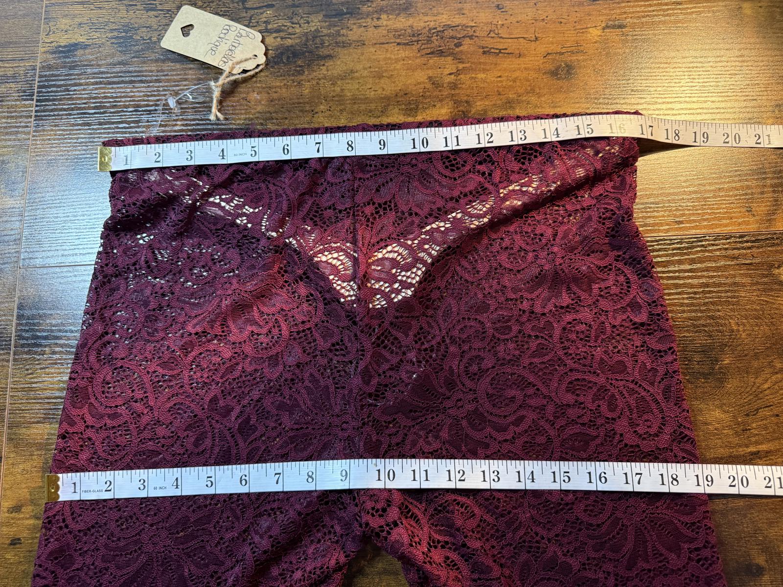 Burgundy Sheer Lace Flared Trousers | UK 10–14 BNWOT Festival / Party       .293