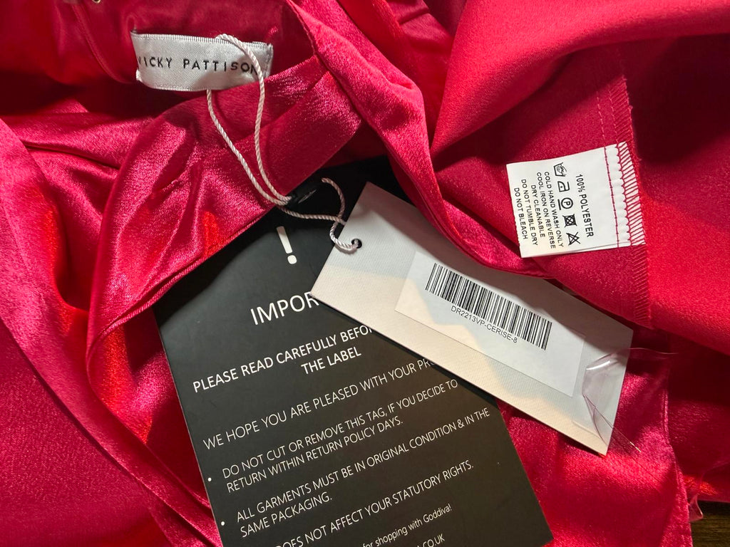 Goddiva Pink Satin Halter Maxi Dress UK 8 / US 4 – Evening Gown             .327