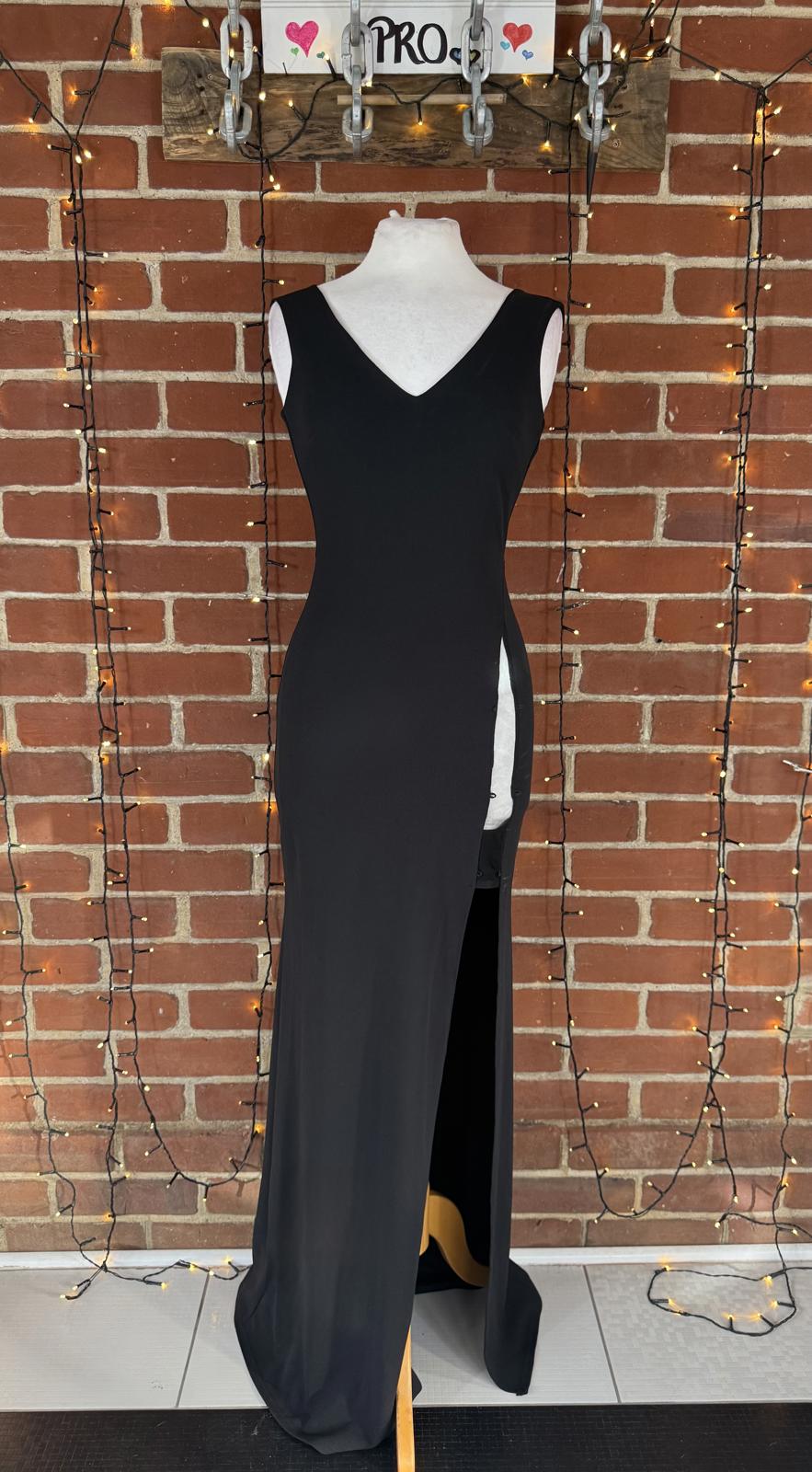 Elegant Black Sleeveless Maxi Dress & Sheer Side Split Read Info! UK 8-10 #194