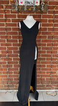 Elegant Black Sleeveless Maxi Dress & Sheer Side Split Read Info! UK 8-10 #194