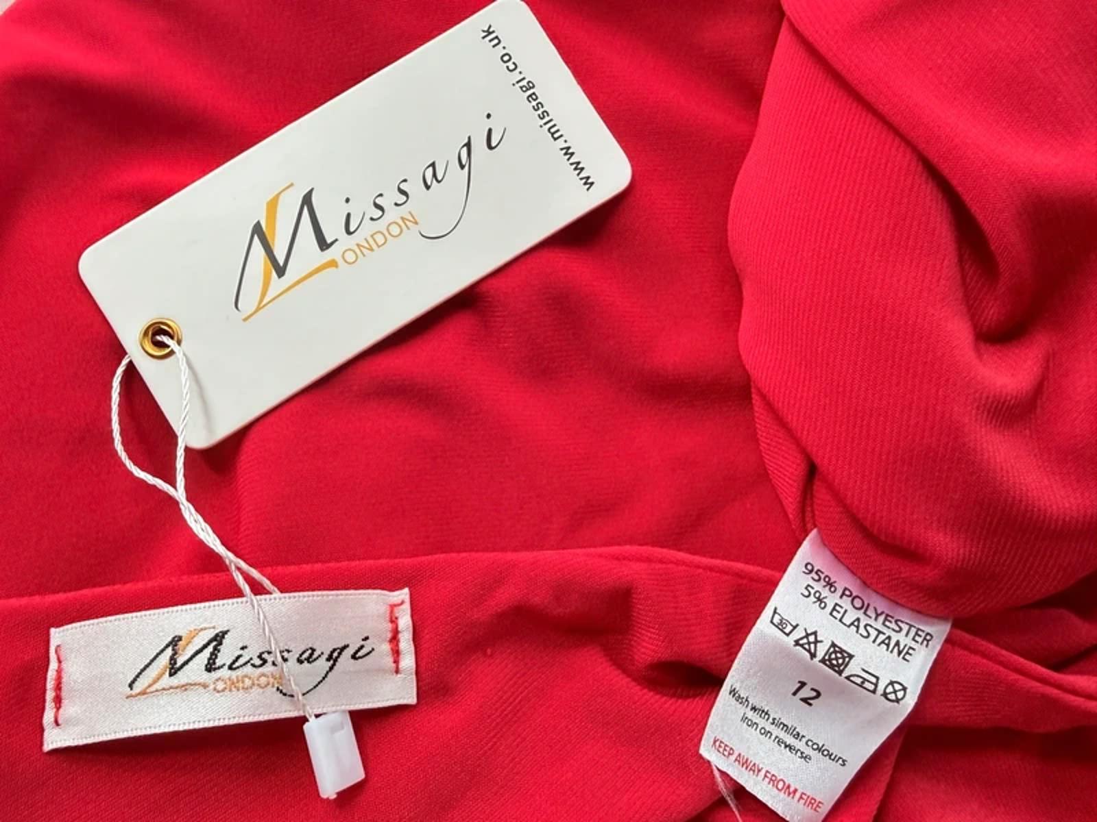Missagi London Red One Shoulder Ruched Midi Dress UK 12