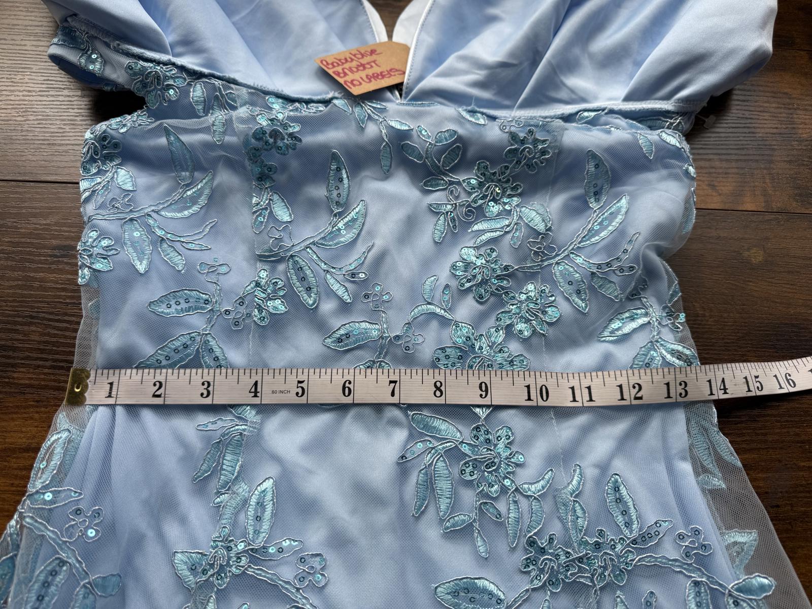 Baby Blue Sequin Embroidered Off-Shoulder Dress UK 8 Prom Gown #181