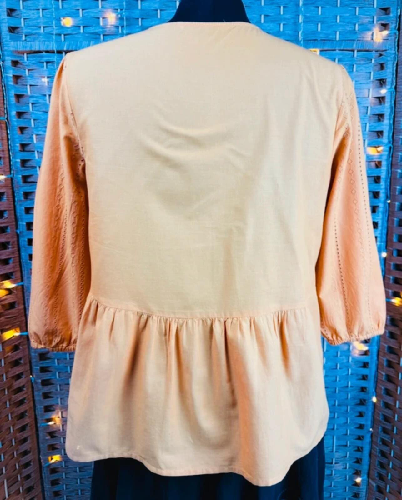 TU Mustard Boho Embroidered Peplum Top UK14 Festival
