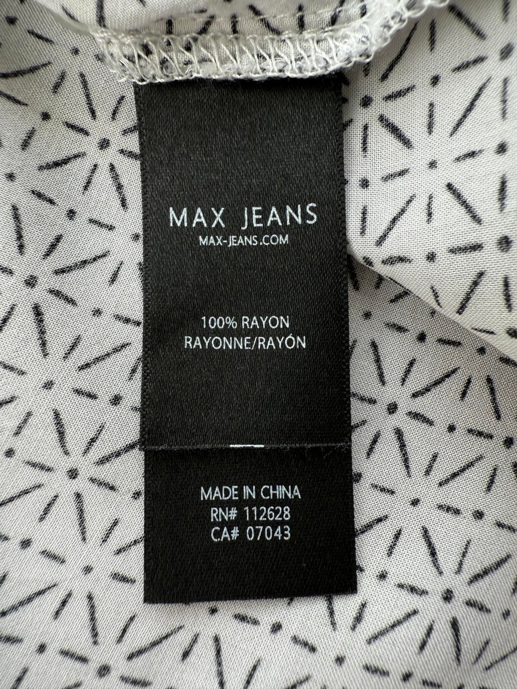 MAX JEANS Geometric Print Shirt UK 8-10 Y2K Minimalist Blouse
