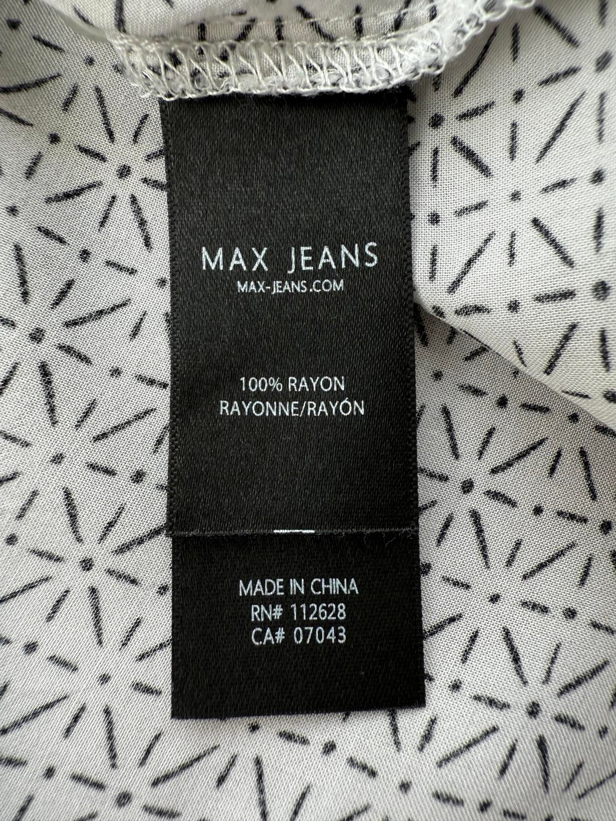 MAX JEANS Geometric Print Shirt UK 8-10 Y2K Minimalist Blouse
