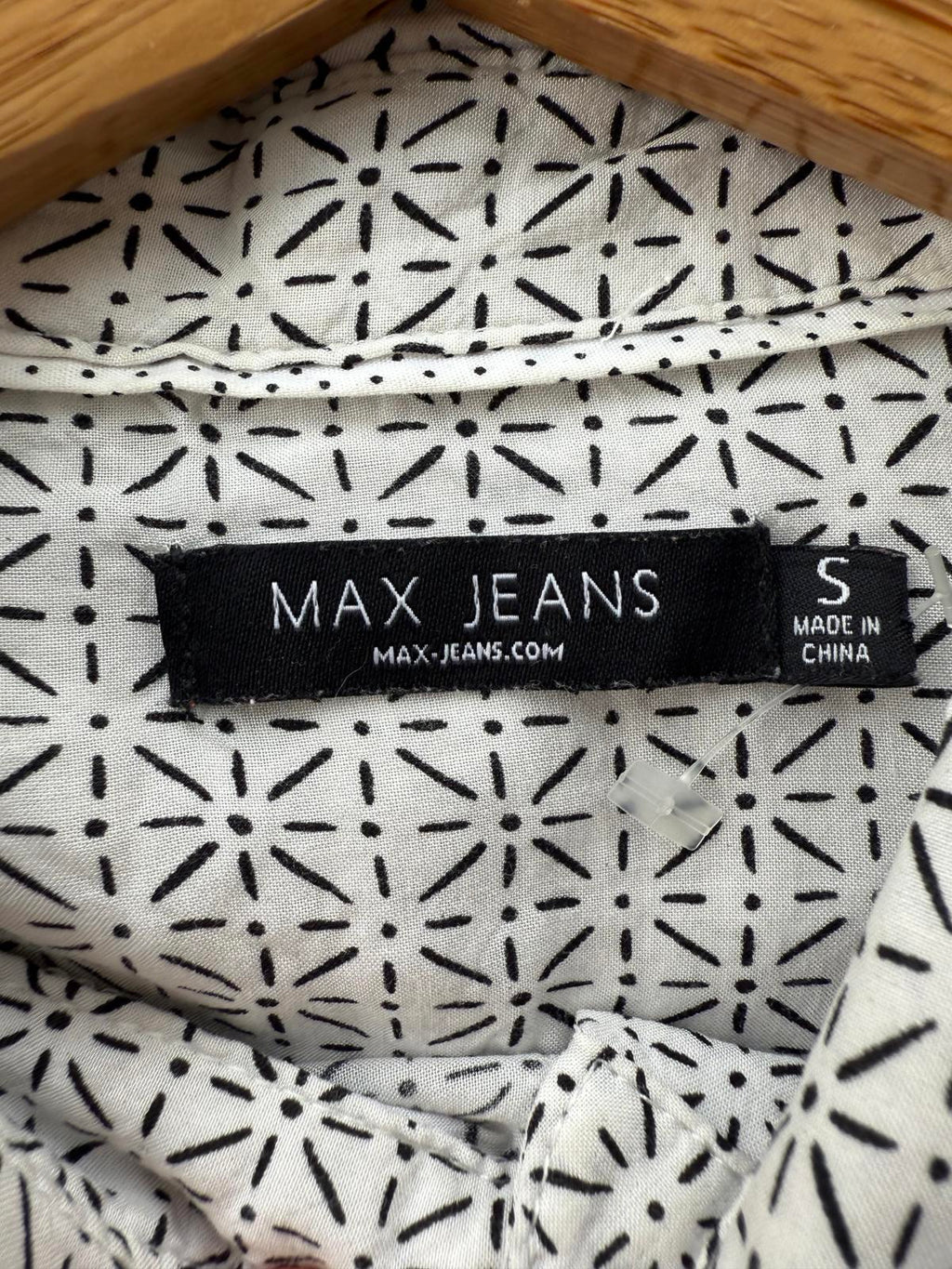 MAX JEANS Geometric Print Shirt UK 8-10 Y2K Minimalist Blouse