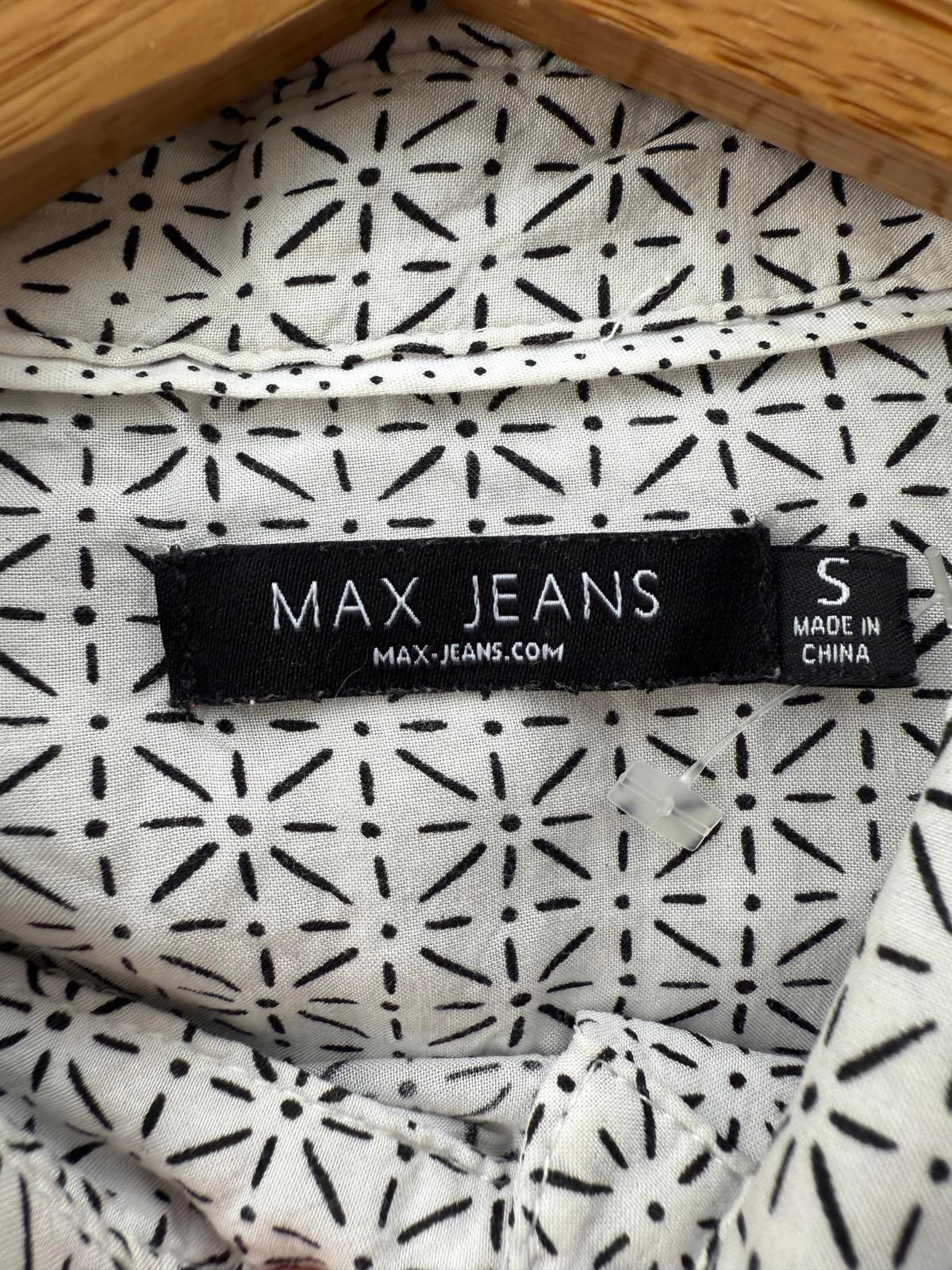 MAX JEANS Geometric Print Shirt UK 8-10 Y2K Minimalist Blouse