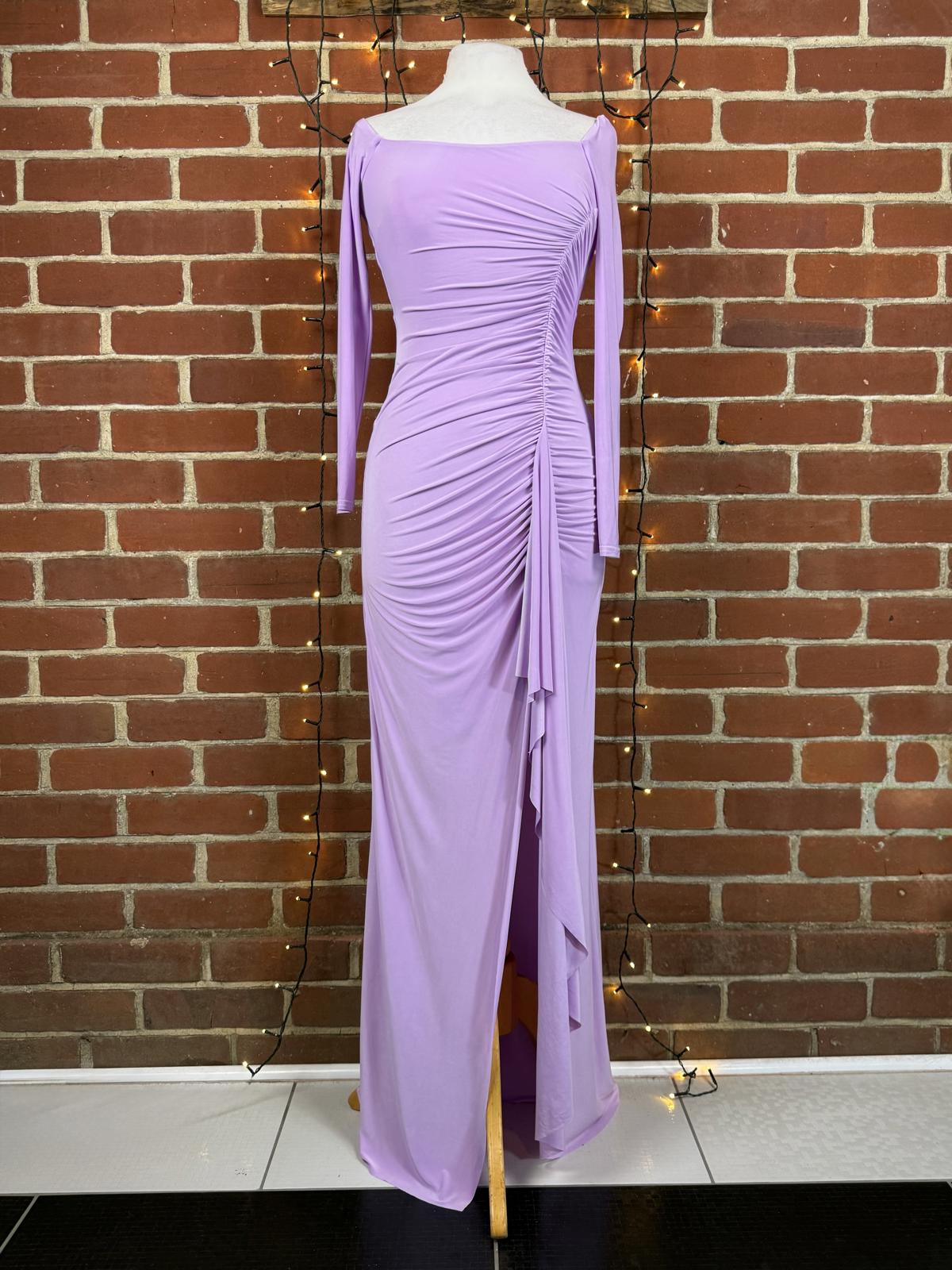 Goddiva London Lavender Ruched Bardot Maxi Dress UK 8 US 4 Evening  sku351