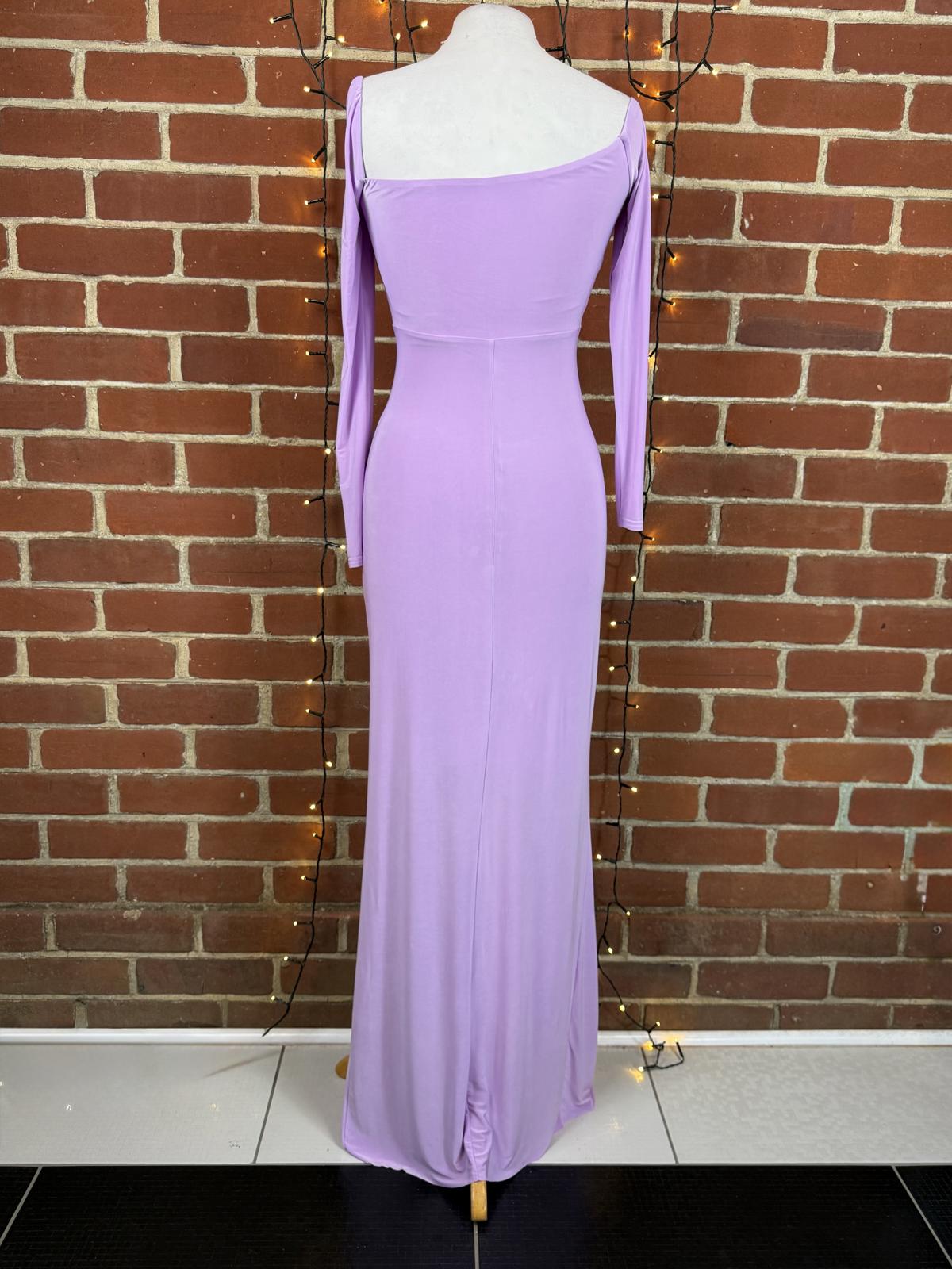 Goddiva London Lavender Ruched Bardot Maxi Dress UK 8 US 4 Evening  sku351
