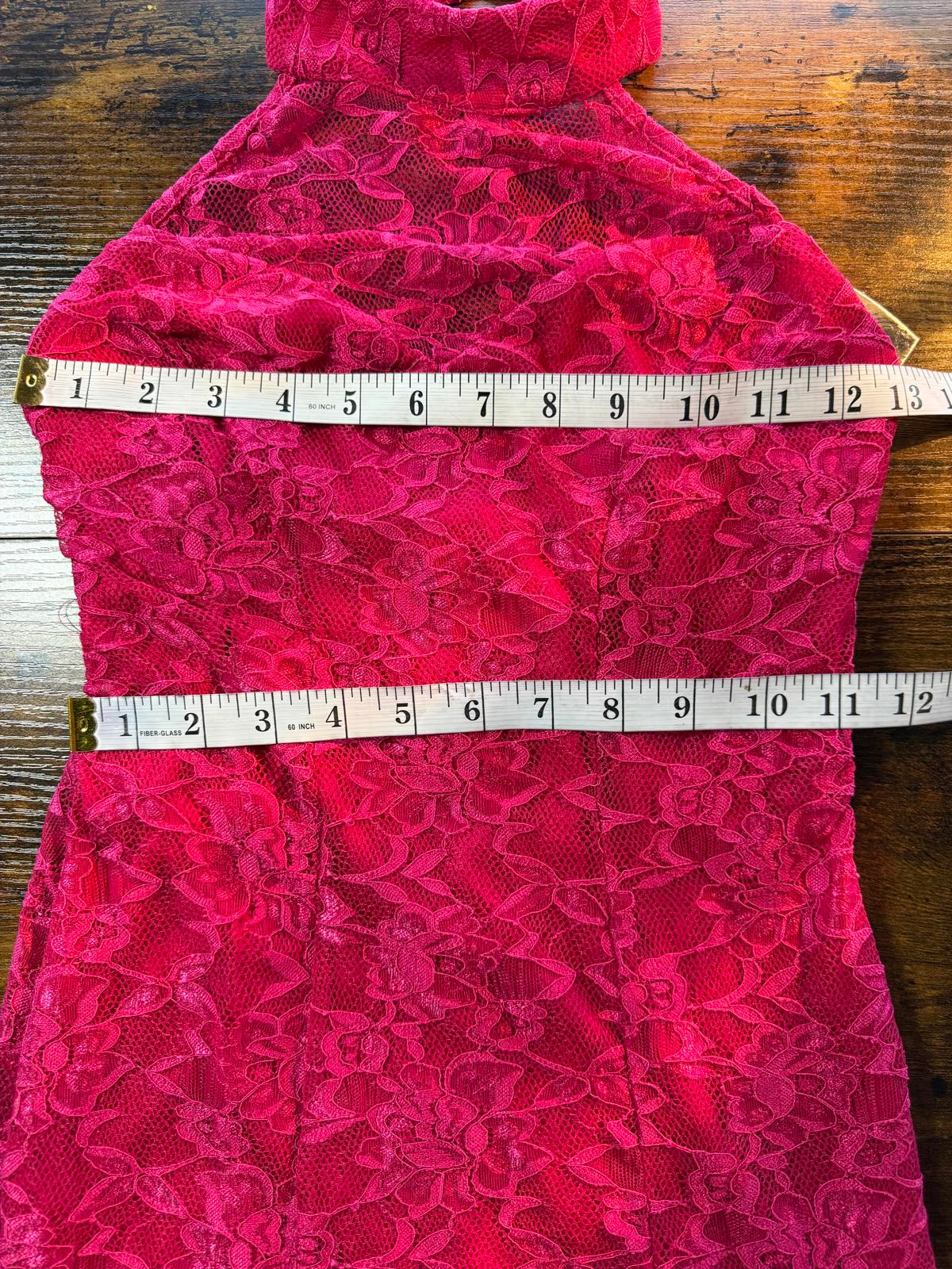 Goddiva Cerise Lace Halter Maxi Dress UK 6–8 Stretch Occasion sku355