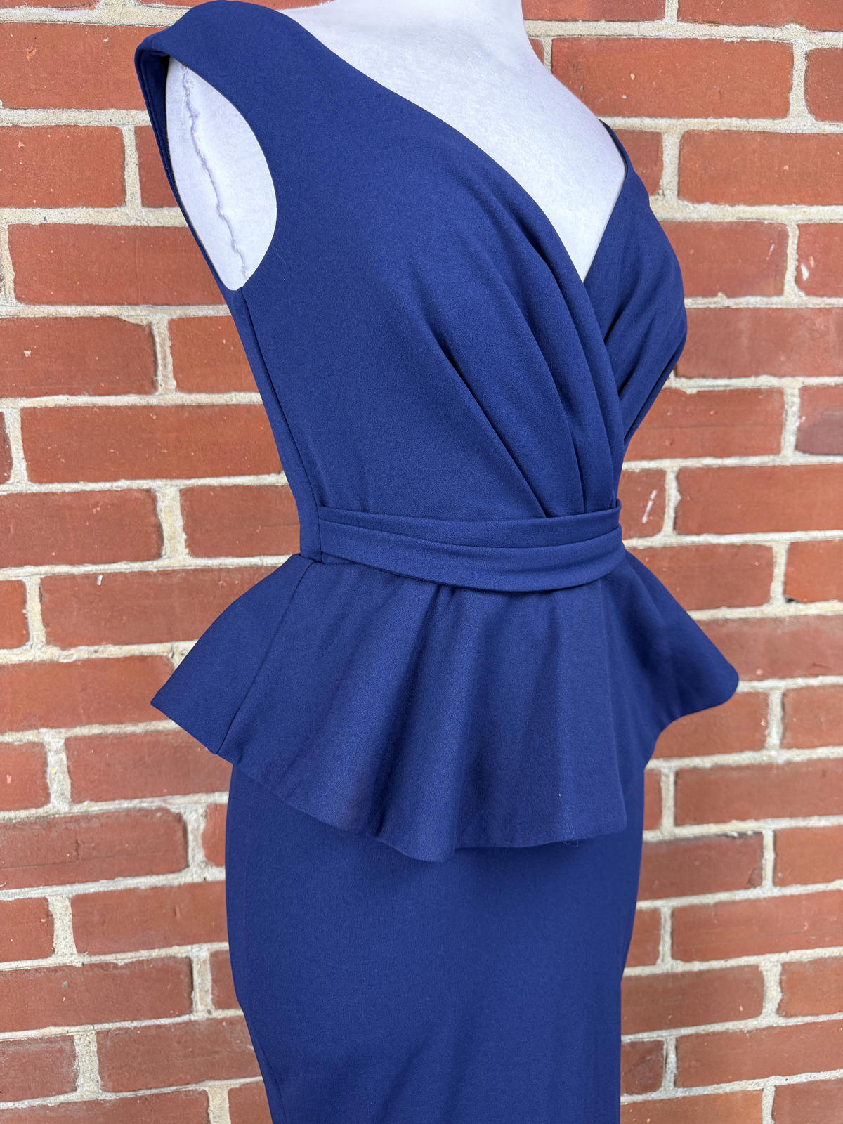 City Goddess Navy Peplum Maxi Dress UK 8 Elegant Evening  sku360