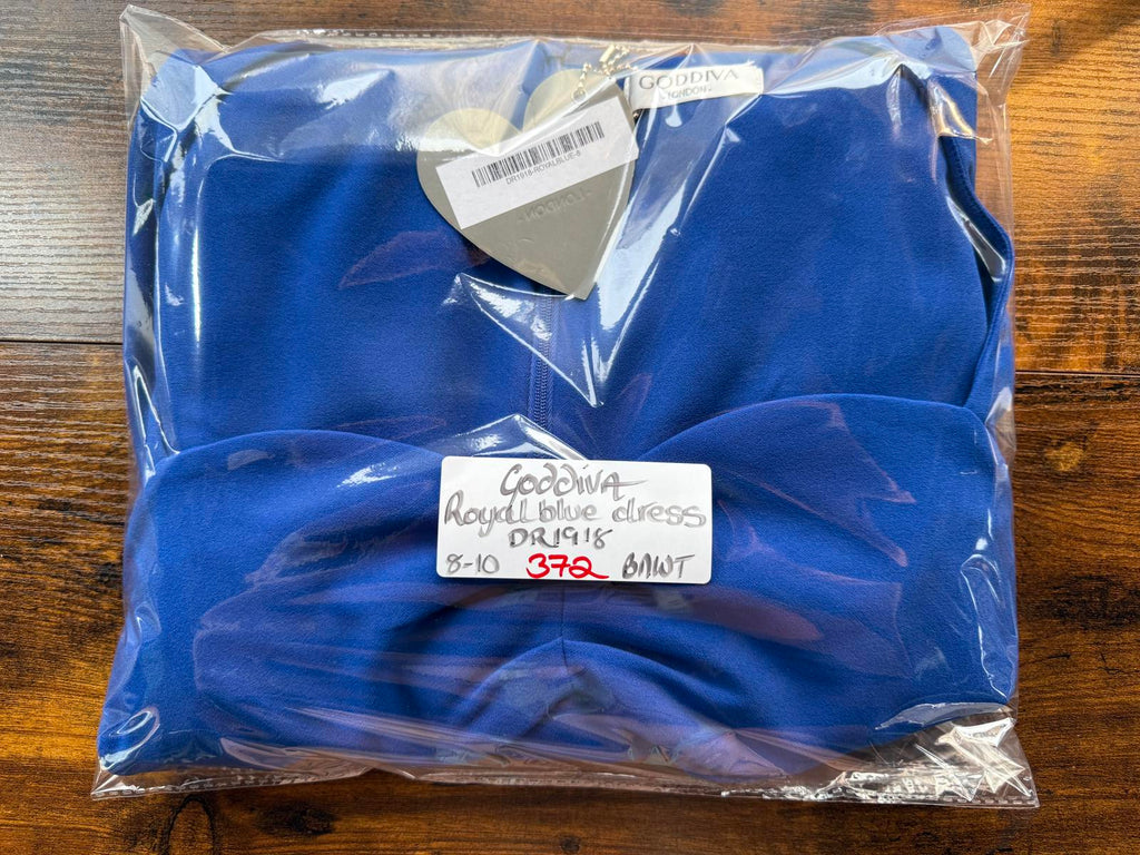 Goddiva Cobalt Blue Maxi Dress BNWT Fitted Mermaid UK 8-10 Approx US 4-6 sku372