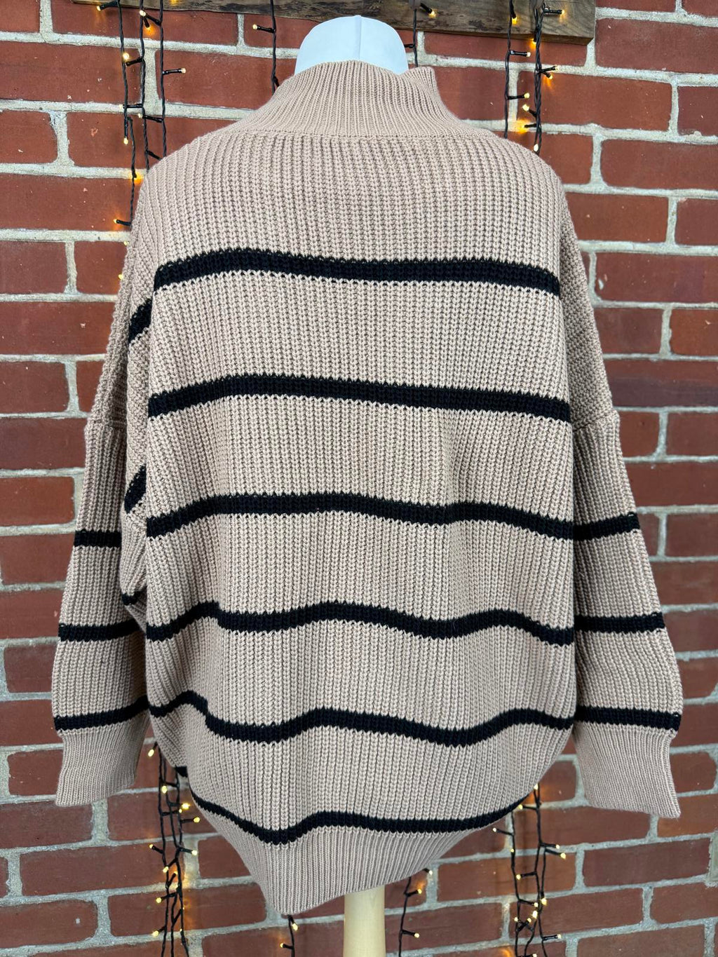 Oversized Camel Striped Chunky Knit Jumper One Size UK 12–16 BNWT sku20
