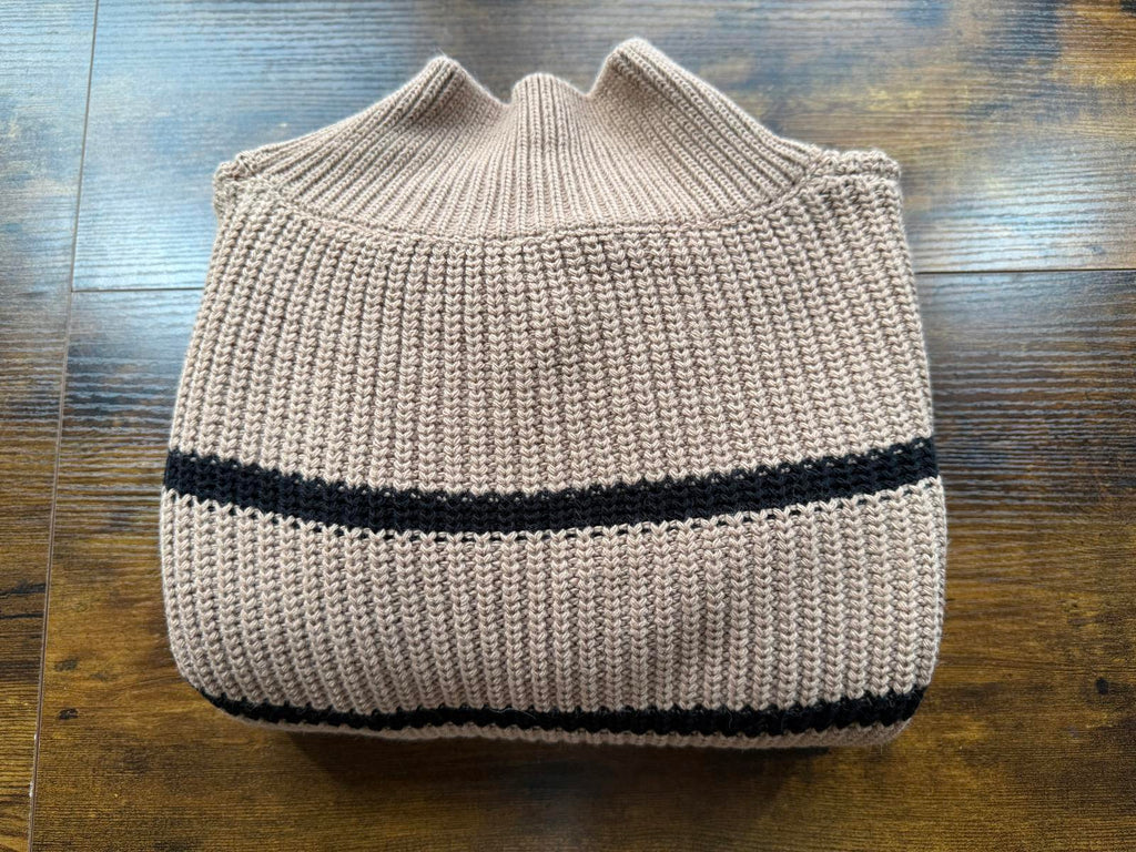 Oversized Camel Striped Chunky Knit Jumper One Size UK 12–16 BNWT sku20